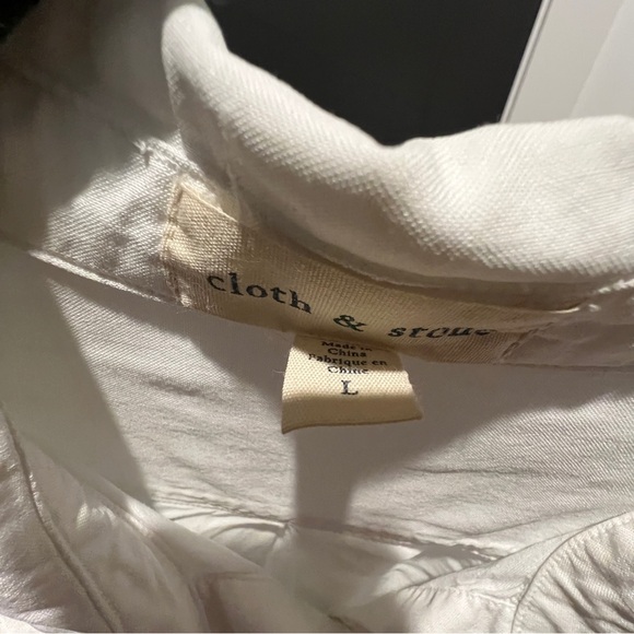 Anthropologie cloth and stone white button down long sleeve white collar shirt L - Picture 4 of 4